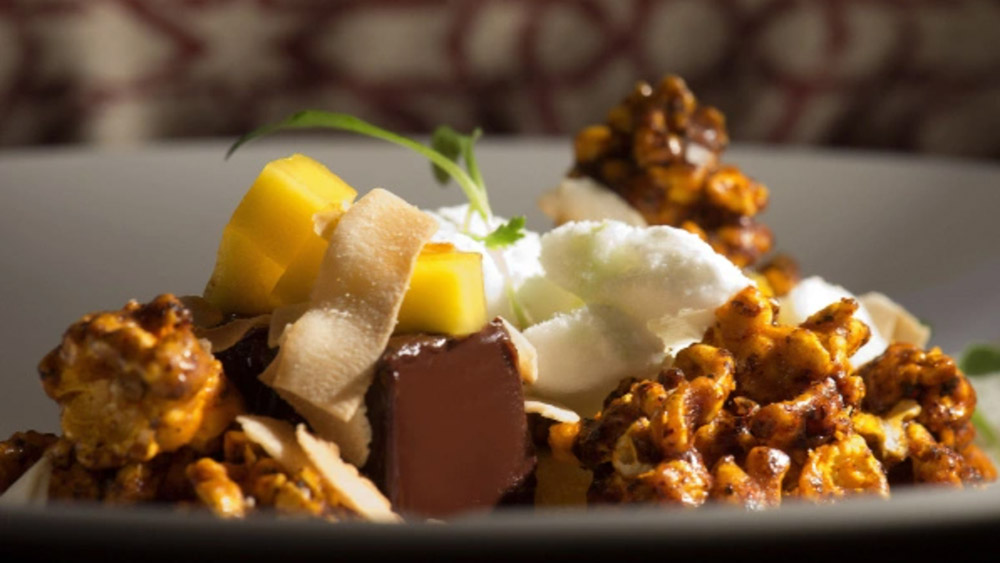 Chocolate dessert with coconut and pineapple is served at Red O at Fashion Island in Newport Beach.